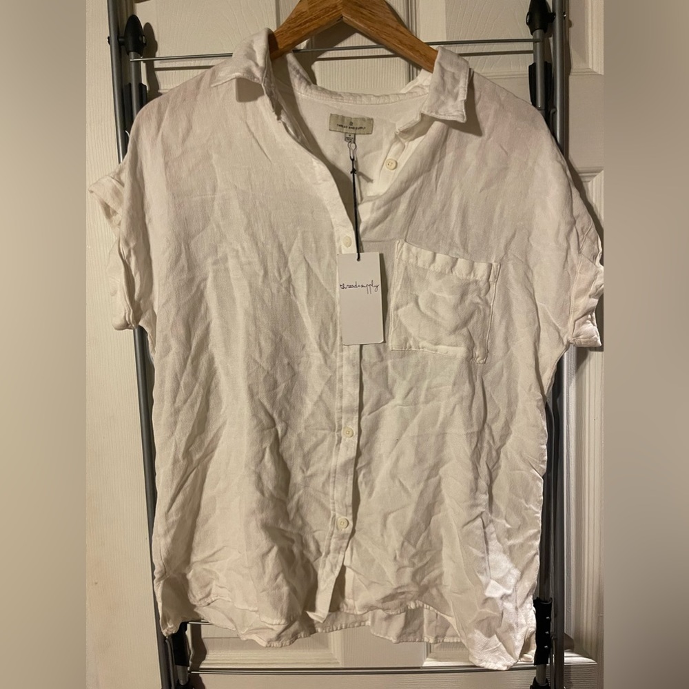 Brand New Women’s White Button Down Collared Top with Tags